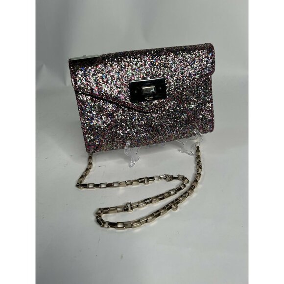 Kate Spade New York Womens Sonia Crossbody Bag Multicolor Flap Chain Glitter S - Picture 4 of 12